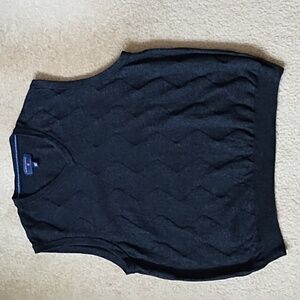 Saddlebred Sweater Vest Men's Size Large V-neck Argyle Winter Heather Black